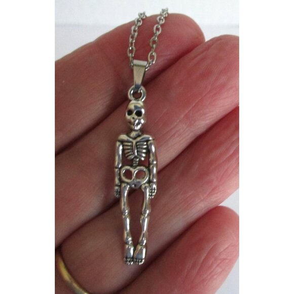 New Skeleton Pendant Necklace With 18" Stainless Chain Gothic Whimsygoth Gift - Picture 2 of 6